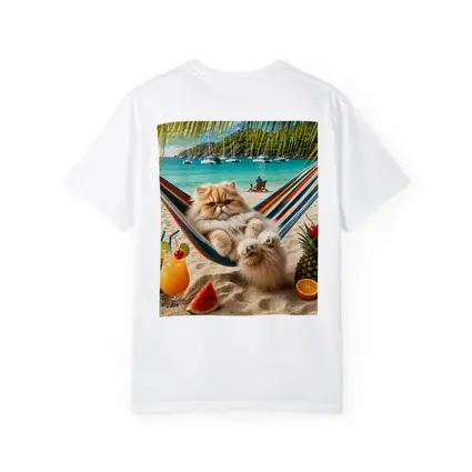 Persian Cat Relaxing on Beach Hammock