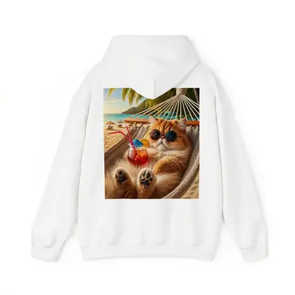 Persian Cat Relaxing Beach Hammock Cocktail
