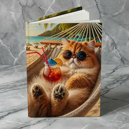 Persian Cat Relaxing Beach Hammock Cocktail
