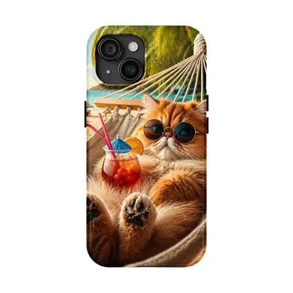Persian Cat Relaxing Beach Hammock Cocktail