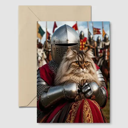 Persian Cat Knight Medieval Tournament Battle Scene