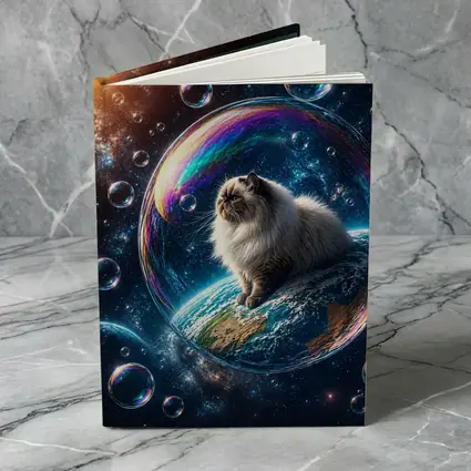 Himalayan Cat Sitting on Earth in Space