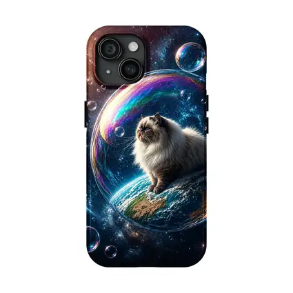Himalayan Cat Sitting on Earth in Space