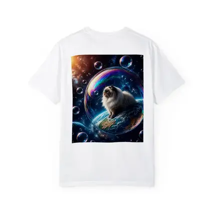Himalayan Cat Sitting on Earth in Space