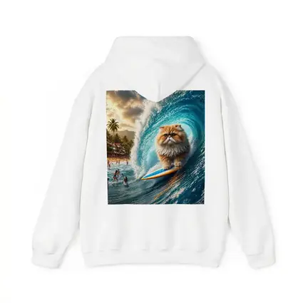 Persian Cat Surfing Giant Ocean Wave
