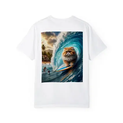Persian Cat Surfing Giant Ocean Wave