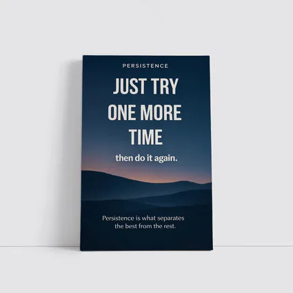 Persistence Quote Dark Blue Mountain Landscape