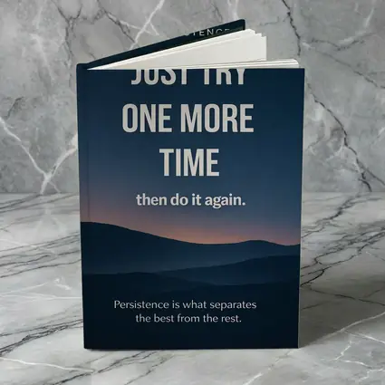 Persistence Quote Dark Blue Mountain Landscape
