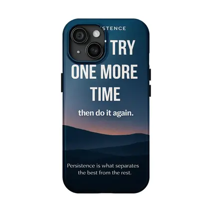 Persistence Quote Dark Blue Mountain Landscape