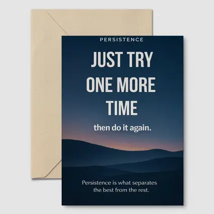 Persistence Quote Dark Blue Mountain Landscape