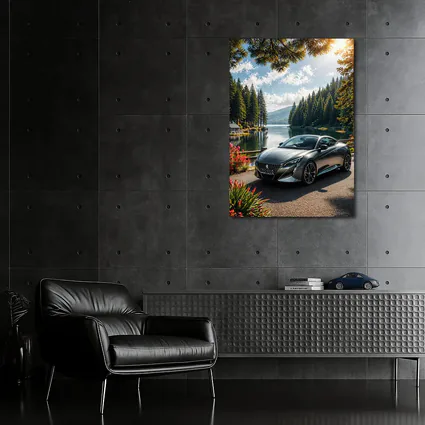 Peugeot Sport Coupe Parked By Forest Lake