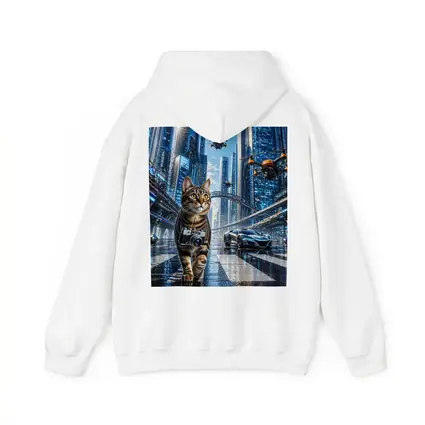 Tabby Cat Photographer Futuristic City Drones