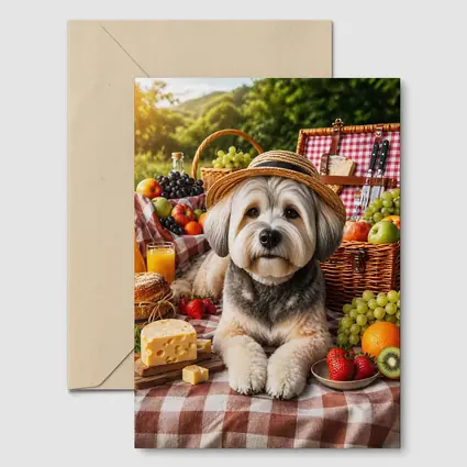 Havanese Dog Picnic Straw Hat Fruits