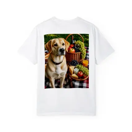 Labrador Retriever Picnic Plaid Blanket Cheese Fruit