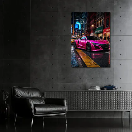 Pink Acura NSX Night City Street