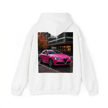 Pink Alfa Romeo Stelvio Rainy City Street