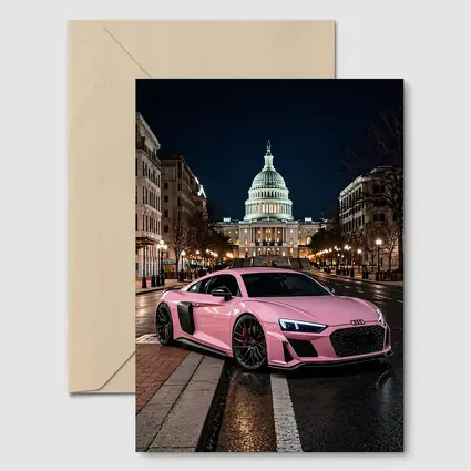 Pink Audi R8 Washington DC Night