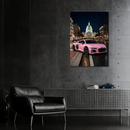 Pink Audi R8 Washington DC Night