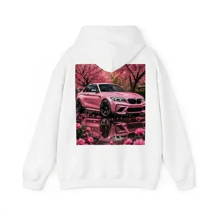 Pink BMW M2 Under Cherry Blossom Trees
