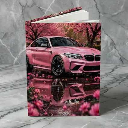 Pink BMW M2 Under Cherry Blossom Trees