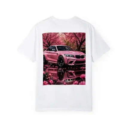 Pink BMW M2 Under Cherry Blossom Trees