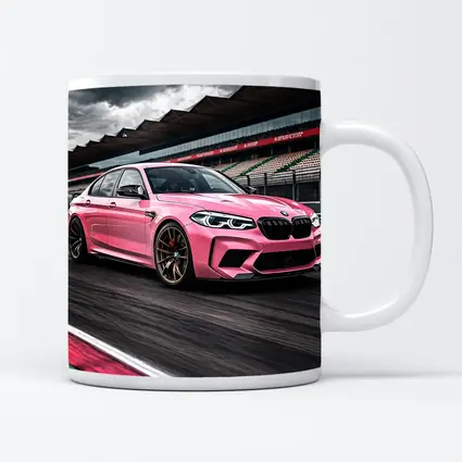 Pink BMW M5 on Racing Track