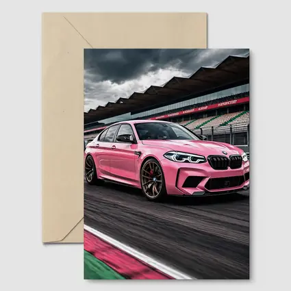 Pink BMW M5 on Racing Track