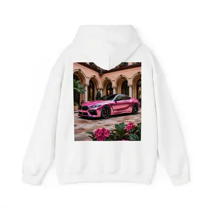 Pink BMW M8 Parked Outside Luxury Mansion