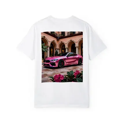 Pink BMW M8 Parked Outside Luxury Mansion