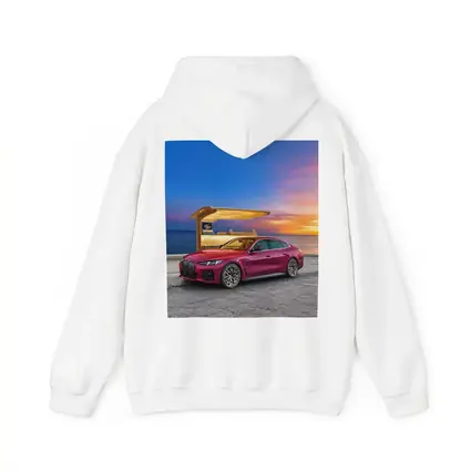 BMW i4 M50 Red Sunset Coastal Scene