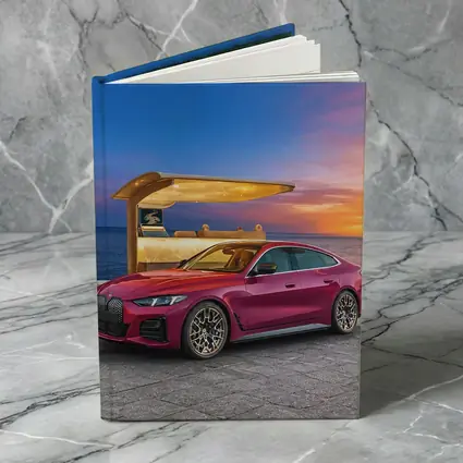 BMW i4 M50 Red Sunset Coastal Scene