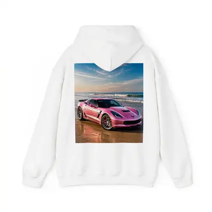 Pink Chevrolet Corvette Parked On Beach