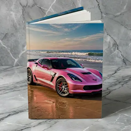 Pink Chevrolet Corvette Parked On Beach