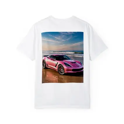 Pink Chevrolet Corvette Parked On Beach