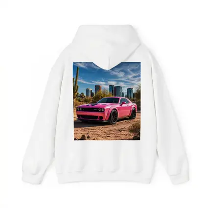 Pink Dodge Challenger SRT Desert City Skyline