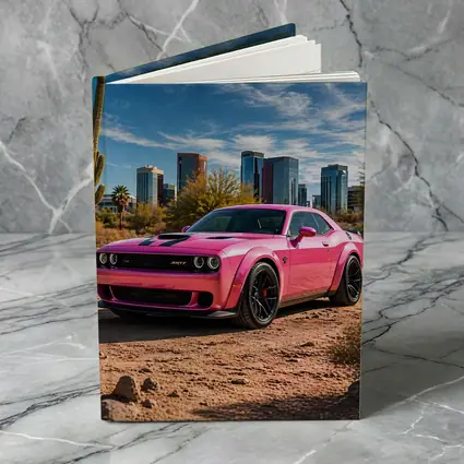 Pink Dodge Challenger SRT Desert City Skyline