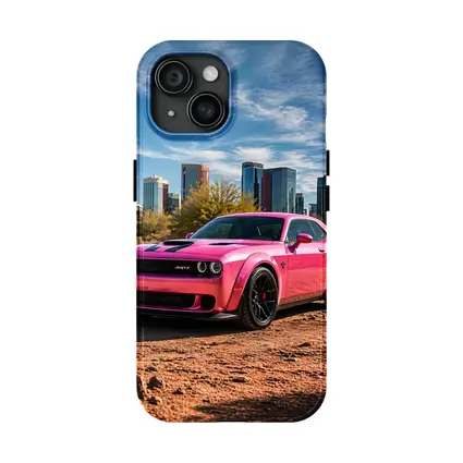 Pink Dodge Challenger SRT Desert City Skyline
