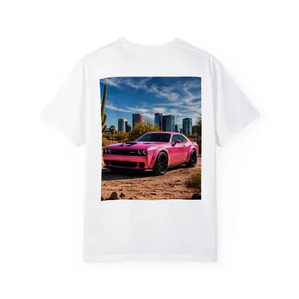 Pink Dodge Challenger SRT Desert City Skyline