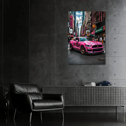 Pink Ford Mustang Mach One New York City