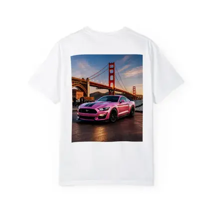 Pink Ford Mustang Golden Gate Bridge