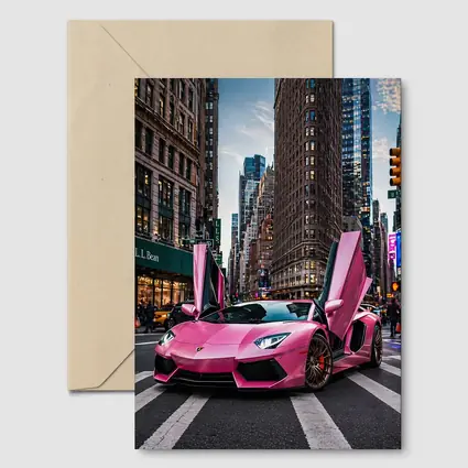 Pink Lamborghini Aventador New York City Street