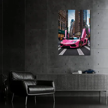 Pink Lamborghini Aventador New York City Street