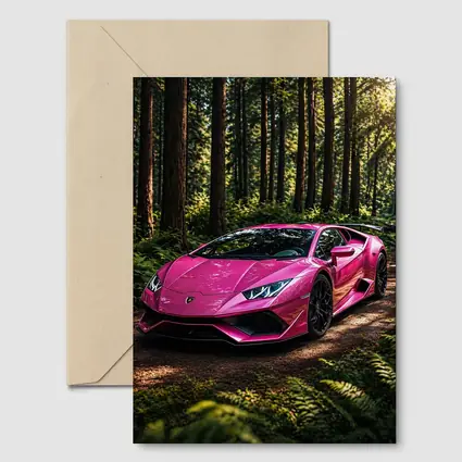 Pink Lamborghini Huracan Forest Dirt Road