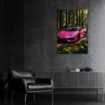 Pink Lamborghini Huracan Forest Dirt Road