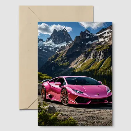 Pink Lamborghini Huracan Mountain Backdrop