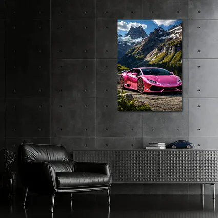 Pink Lamborghini Huracan Mountain Backdrop