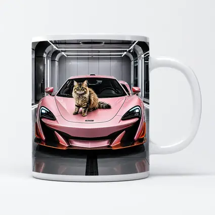 Pink McLaren Cat Sitting On Hood