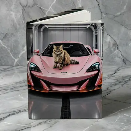 Pink McLaren Cat Sitting On Hood