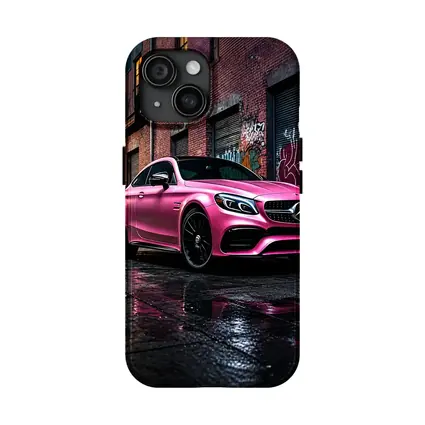 Pink Mercedes AMG C63 Graffiti Alley Night