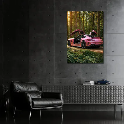 Pink Mercedes AMG GT Forest Setting
